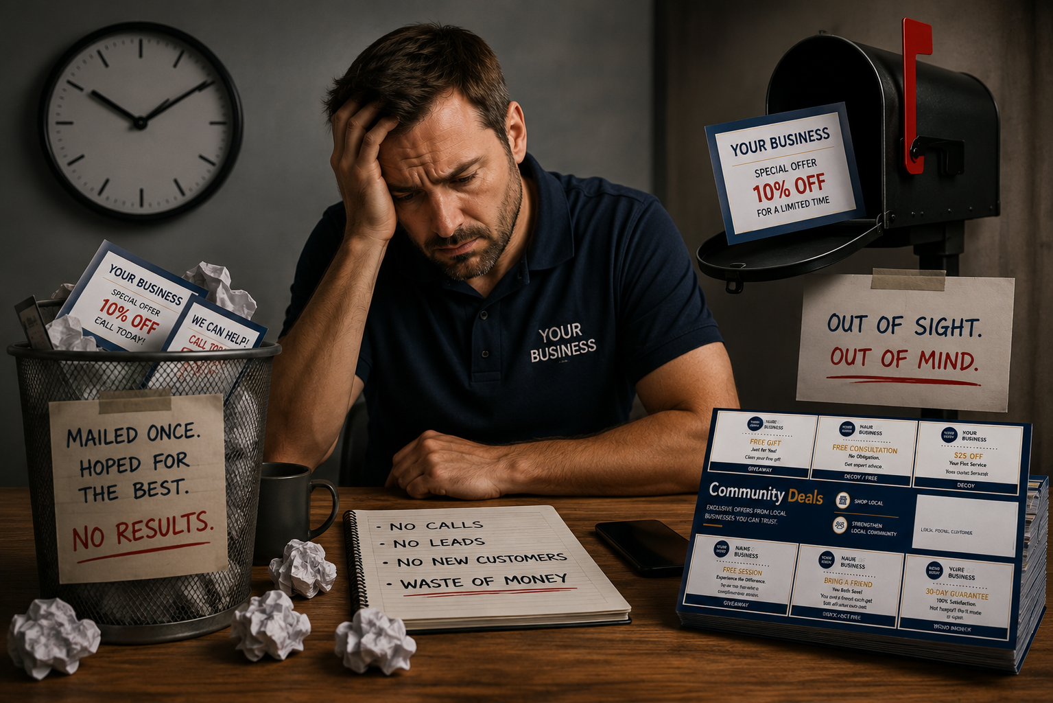 A business owner frustrated by the limited results of a one-time mailing